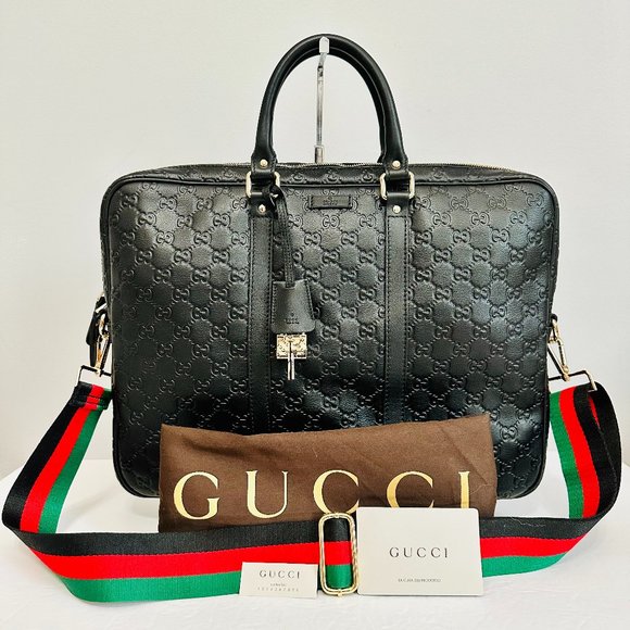 Gucci Bags Nwot Auth Gucci Leather Laptop Bag Case W Lock And Key